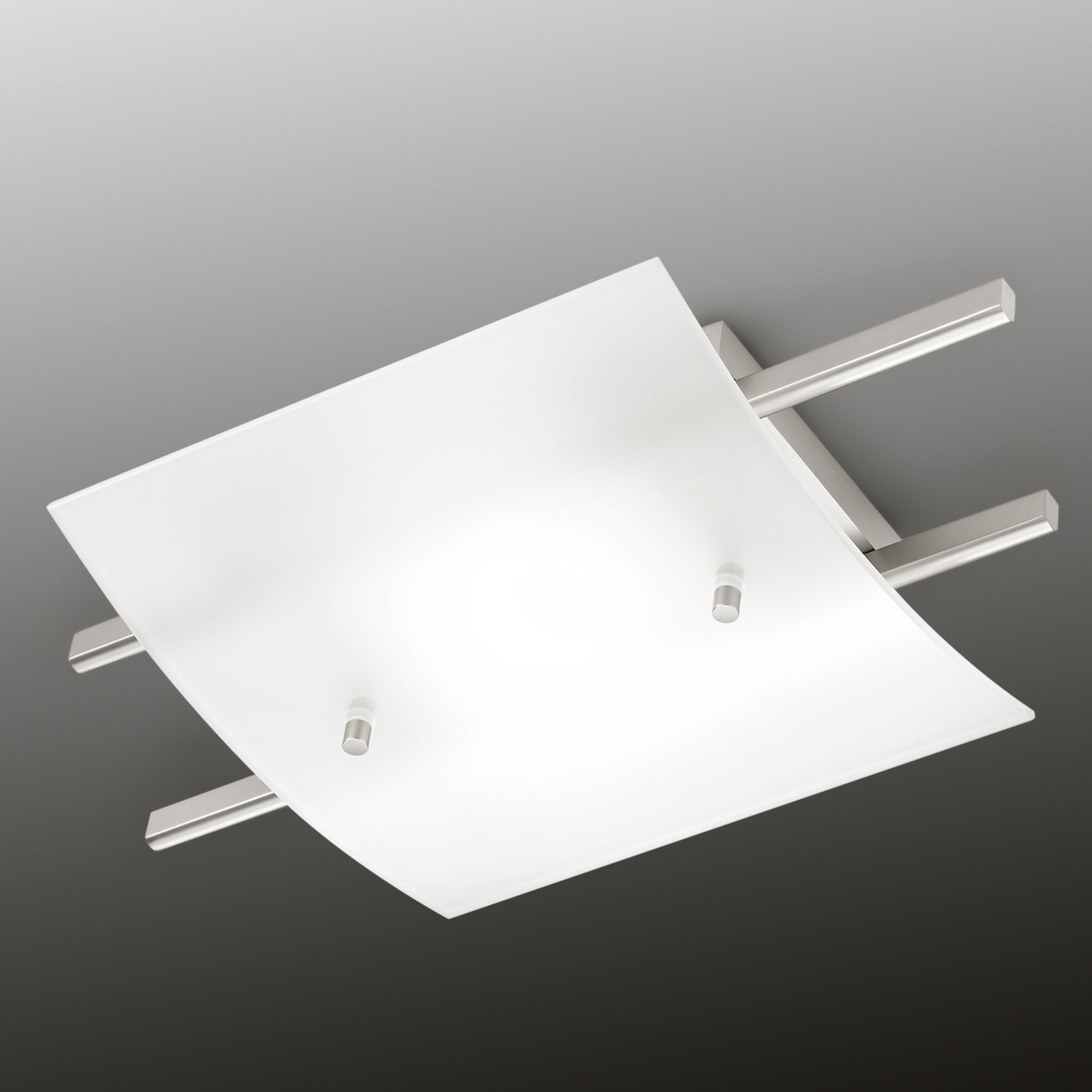 Knapstein Marie LED ceiling light, satin-finished lampshade, for Living / Dining Room, metal, glass, 16 W, energy efficiency: A+, L: 44 cm, W: 25.5 cm