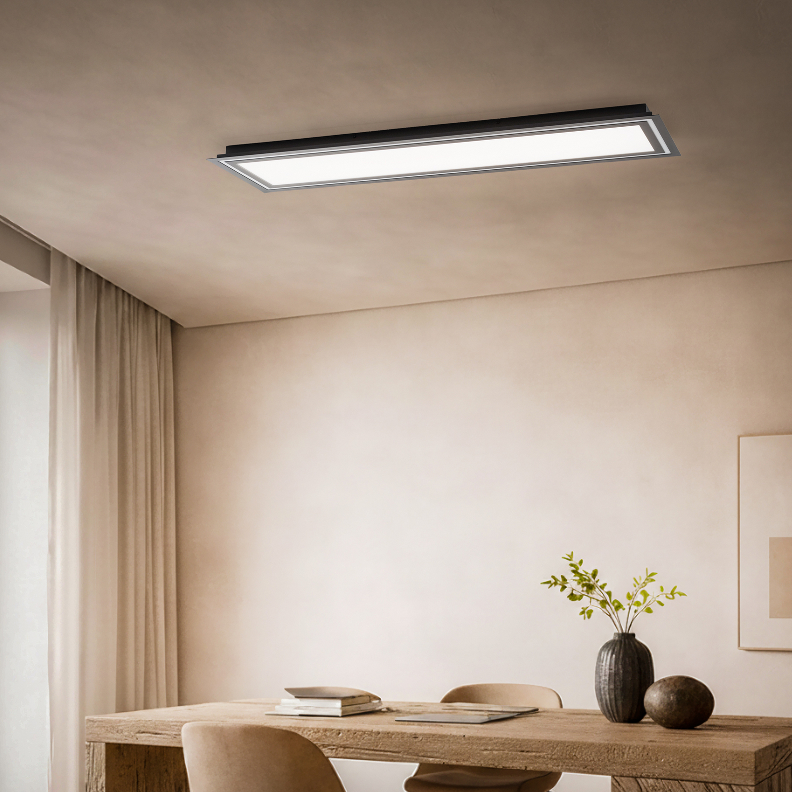 Lucande LED mennyezeti lámpa Leicy, fekete, 124 cm, RGB, CCT