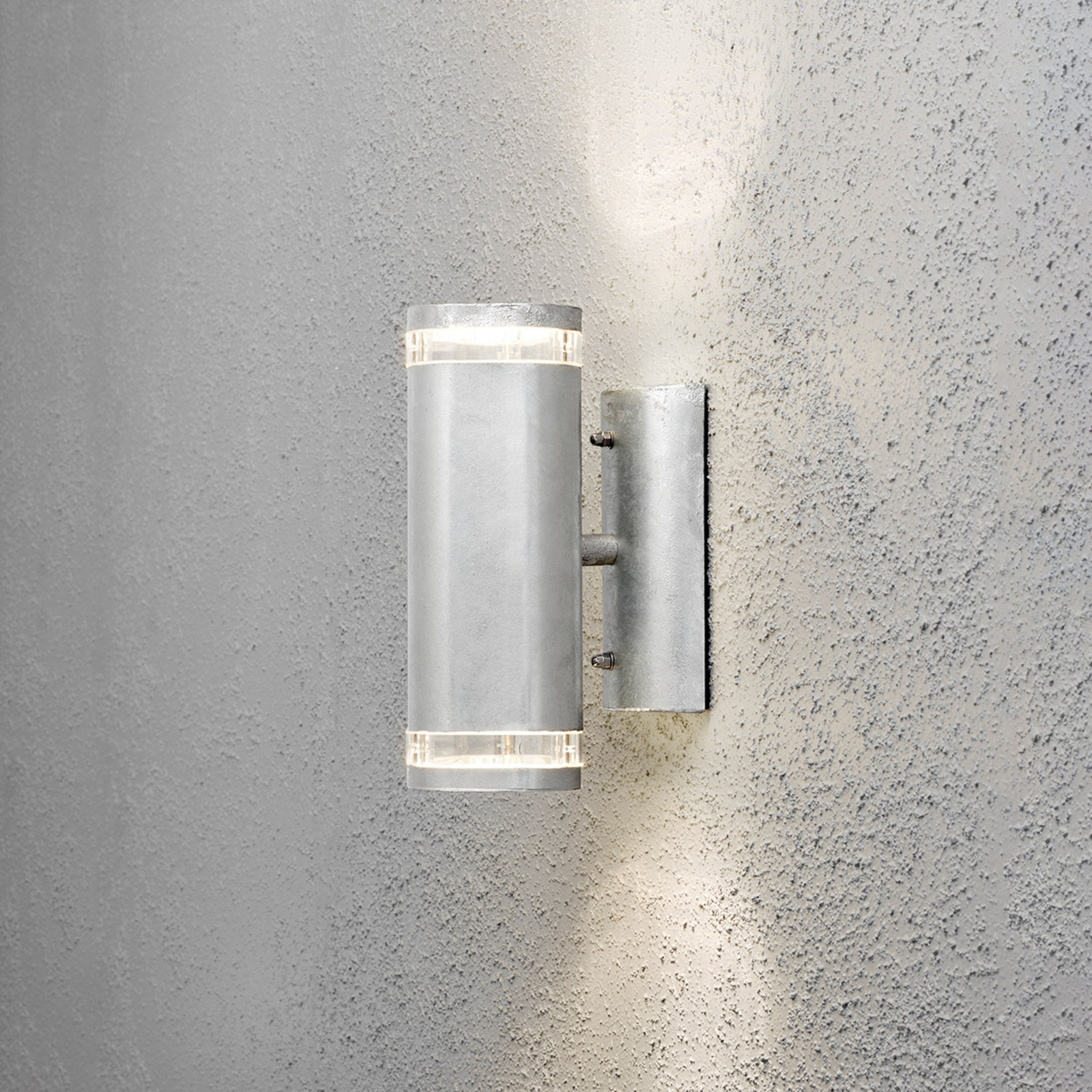 Modena outdoor wall light, 2-bulb, grey