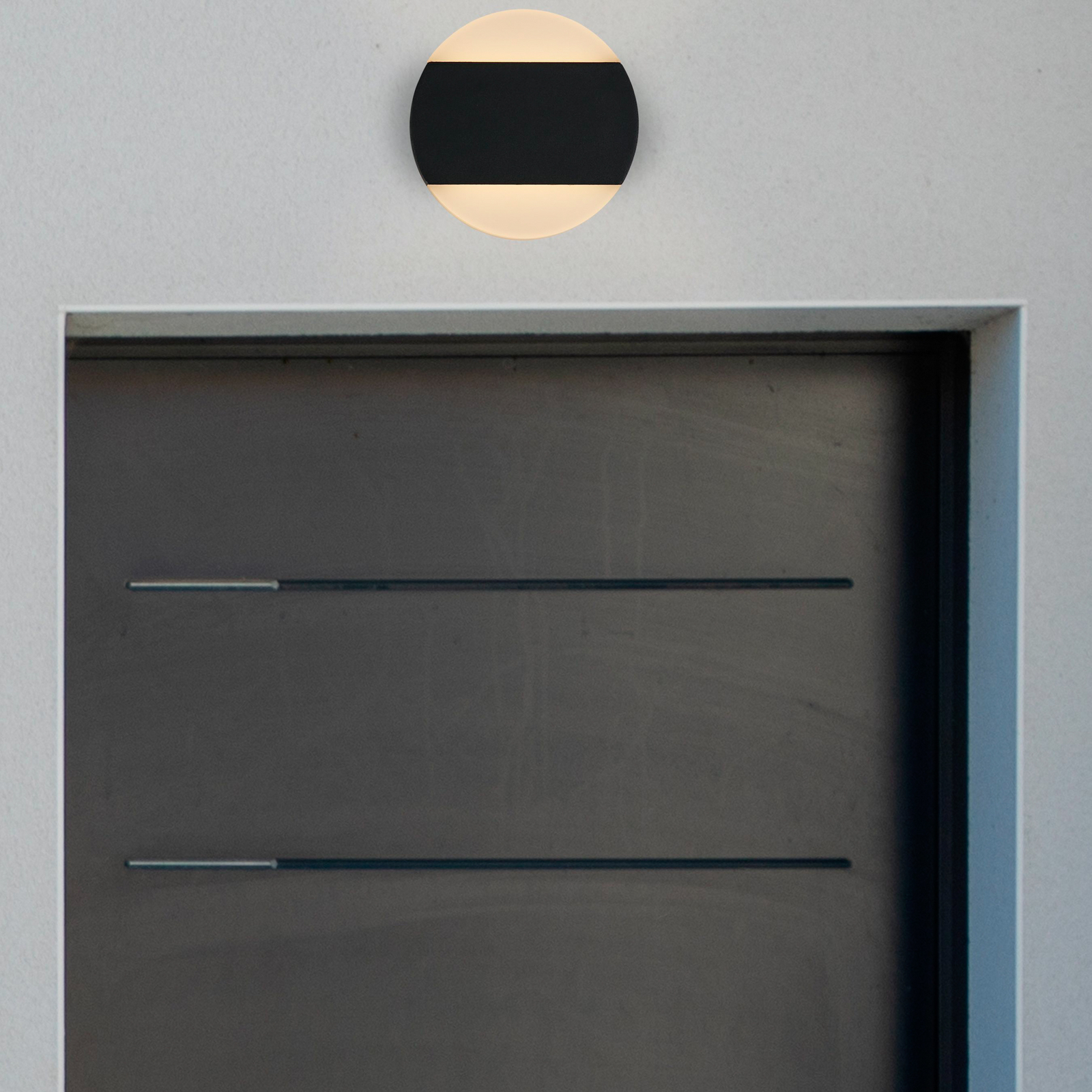 Applique da esterni LED Cavern, nera, Ø 15 cm, metallo