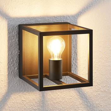 Lindby Meron wandlamp, doosvorm, donkergrijs