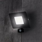 Utomhus LED-spot Faedo 3 med sensor, svart, 50 W