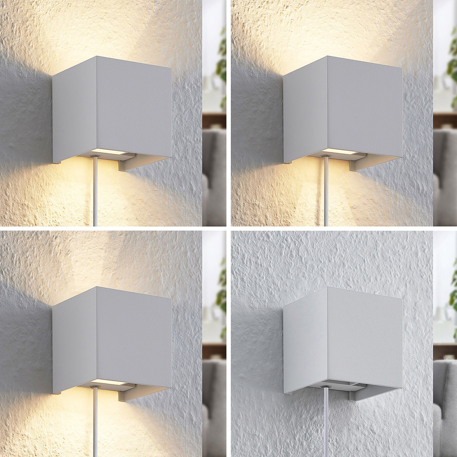 Arcchio Zuzana wall light, angular, white, with plug