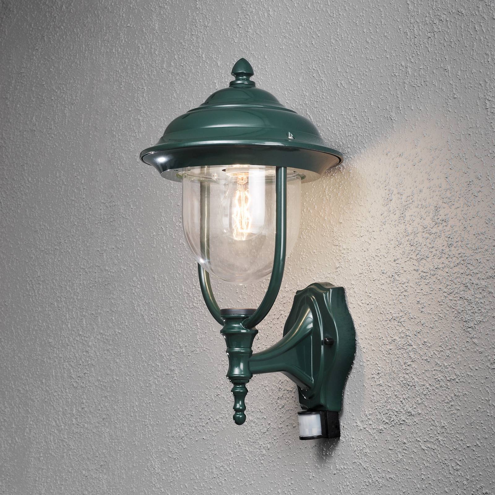 Konstsmide kültéri fali lámpa parma mozgásérzékelővel, zöld