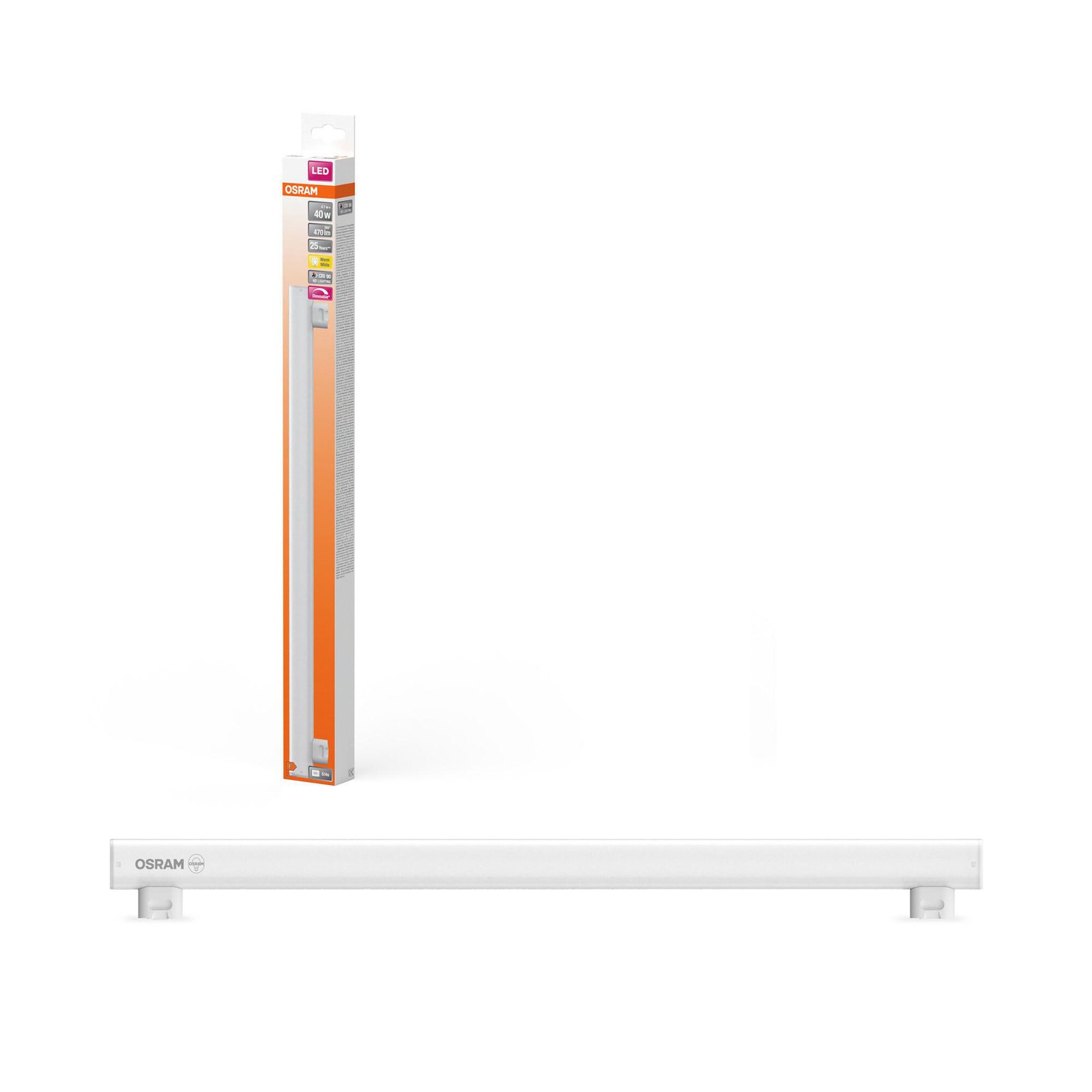 OSRAM LED-rörlampa S14s 4,7W rör 2.700K 50cm matt dimbar