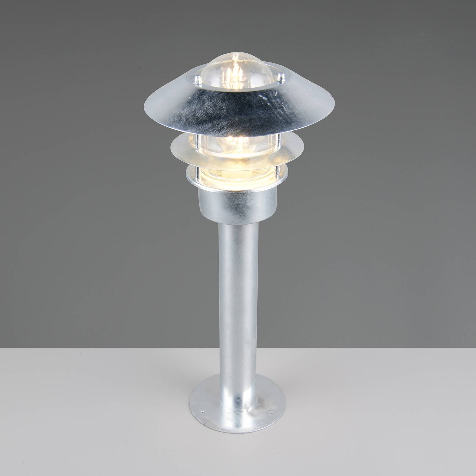 Trio Lighting Sokkellamp Ruvuuma, zinkkleurig, hoogte 50 cm, metaal, IP44