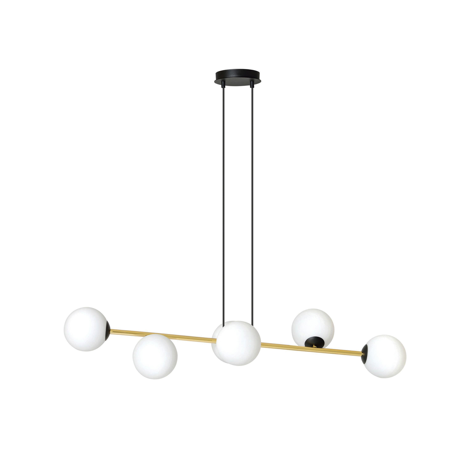 Gravity pendant light, opal white/gold/black, glass, E14