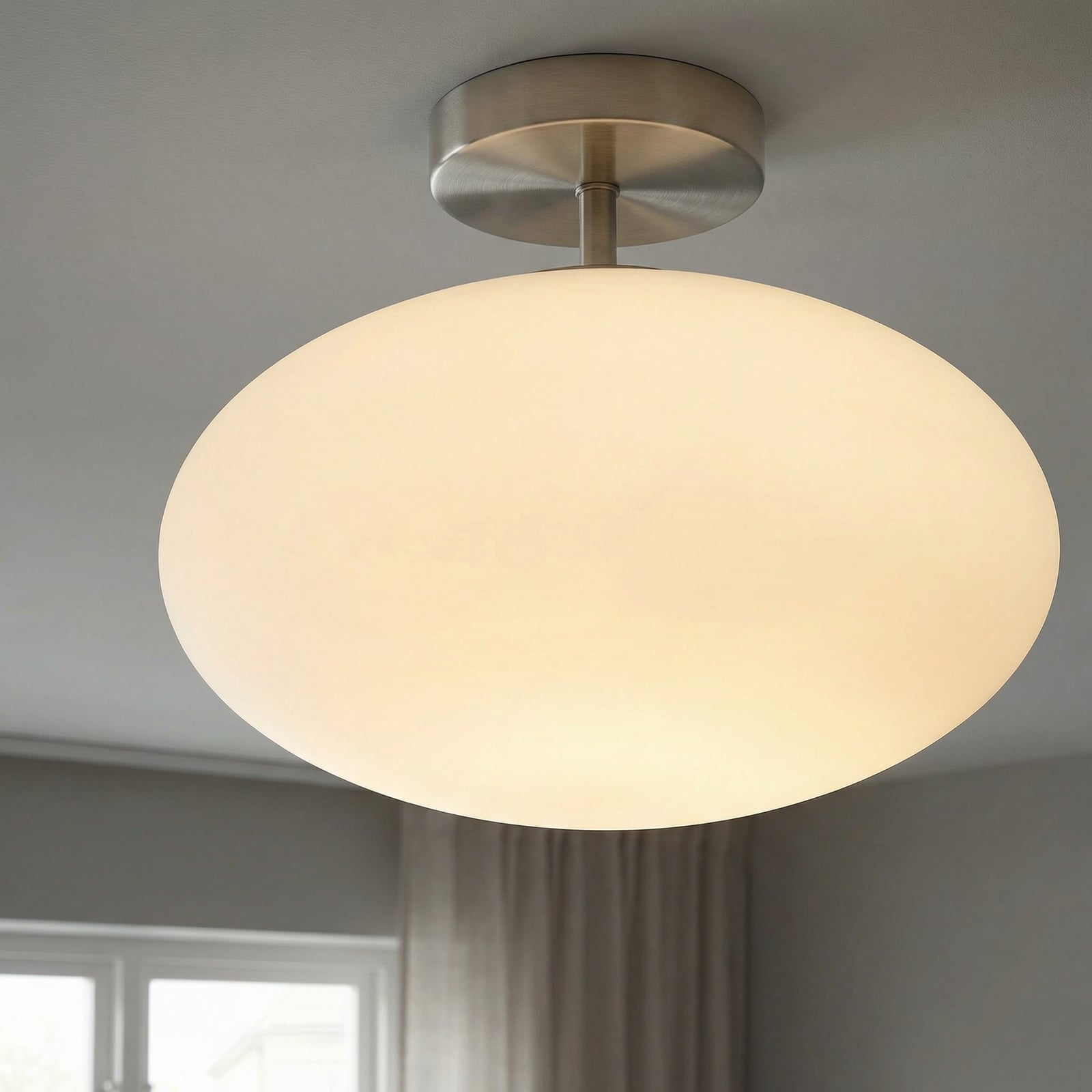 Lindby Deckenlampe Sonika, Ø 40 cm, nickelfarben, Glas, E27