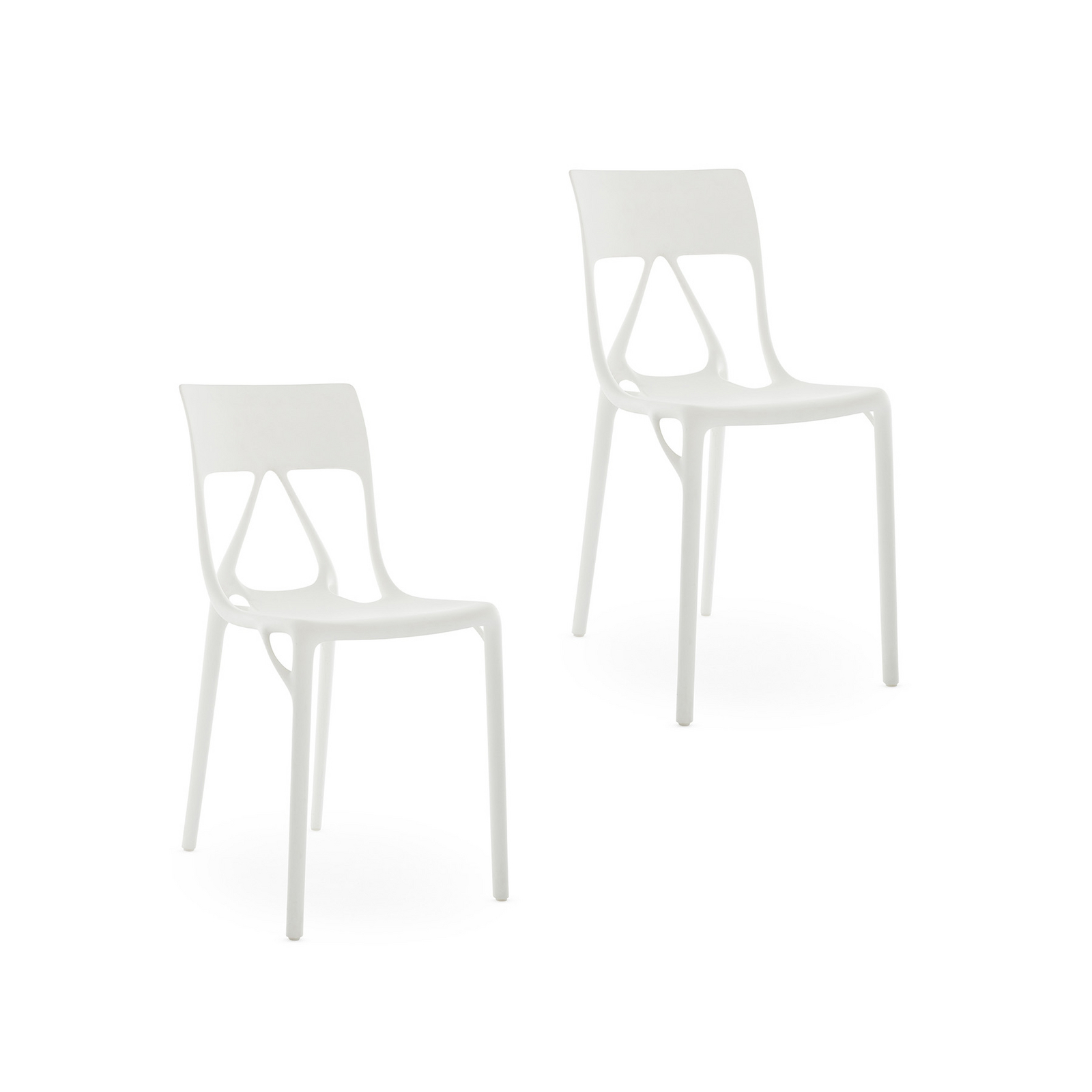 Chaises A.I. Lite, blanches, hauteur 80 cm, lot de 2 - Kartell