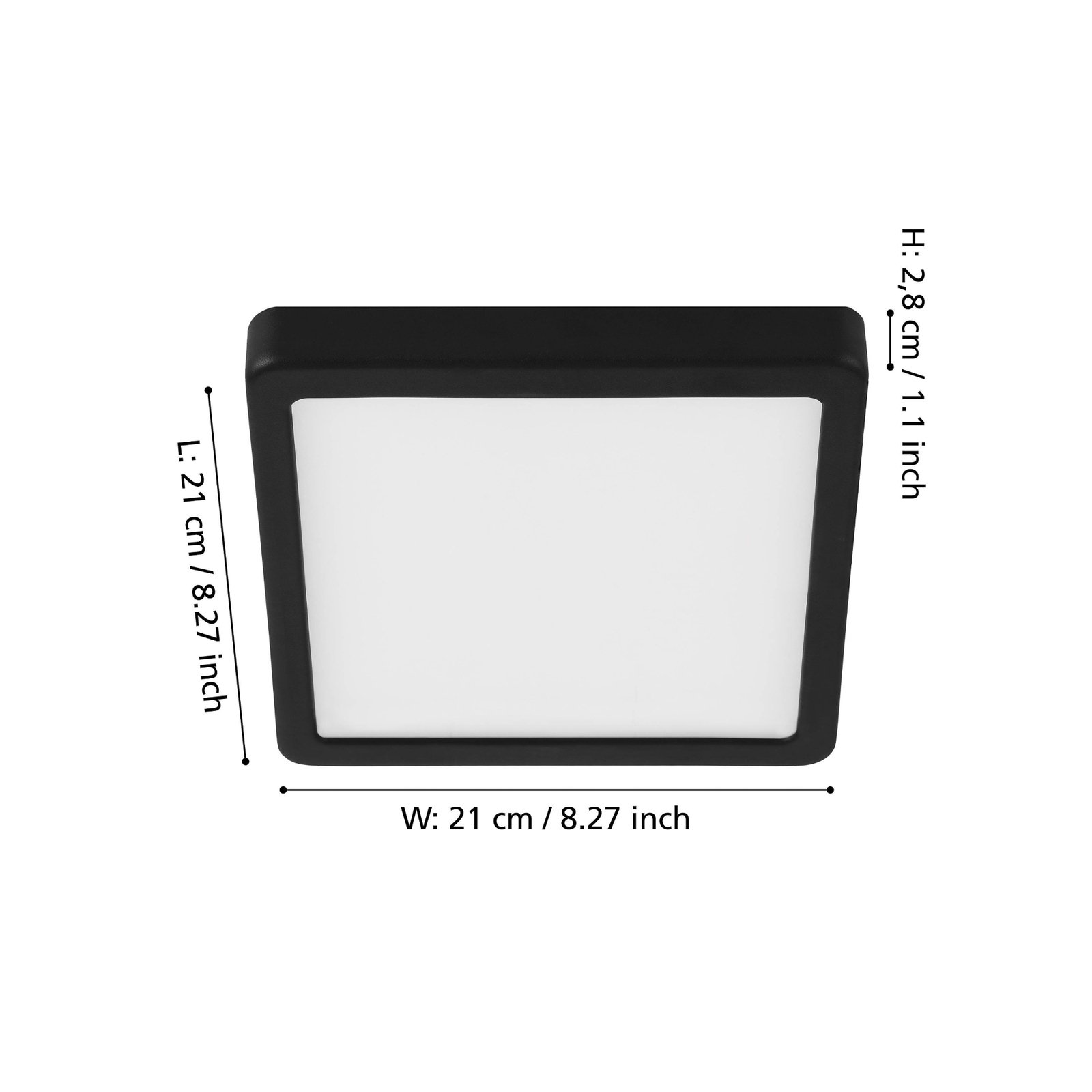 LED-panel til overflademontering Fueva 5 IP20 830 sort 21x21cm