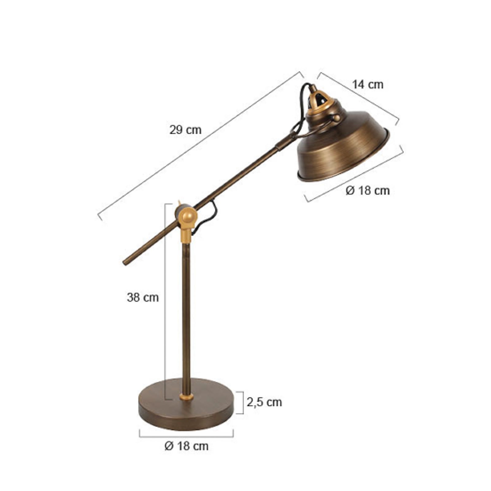 Lampa stołowa Nove, brązowa, metalowa, E27