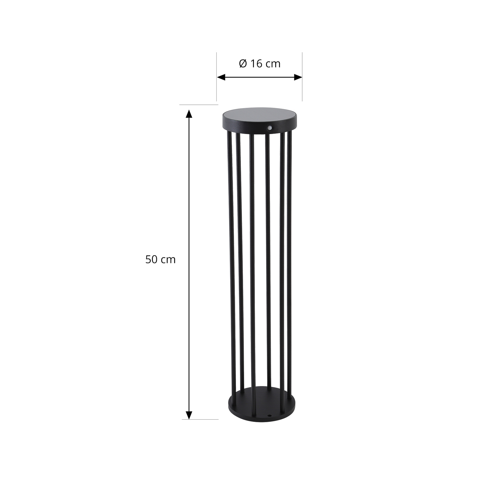 Lucande LED solarna luč za pot Nilea, Ø 16 cm, črna, senzor