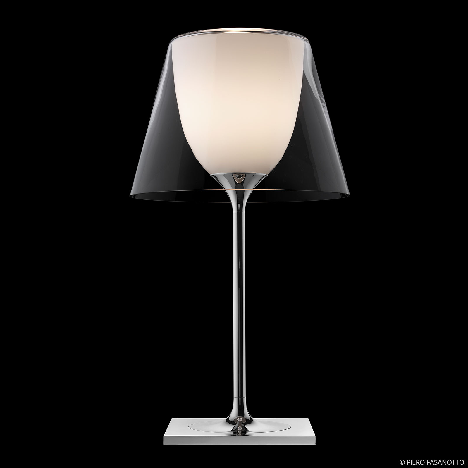 Flos FLOS KTribe T1 table lamp transparent, for Living / Dining Room, PMMA, polycarbonate, aluminium, E27, 100 W, energy efficiency: A++, H: 56 cm