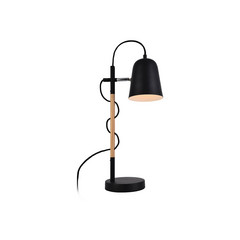 Lampa stołowa Eddie ze stali i drewna, czarna