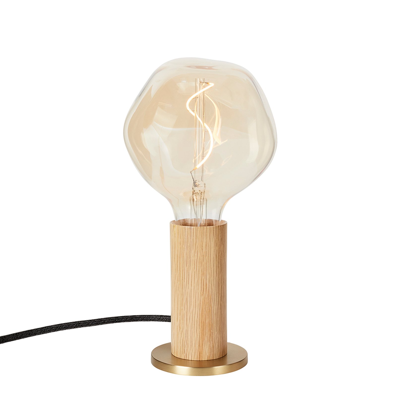 Tala table lamp Knuckle, clear globe bulb, oak