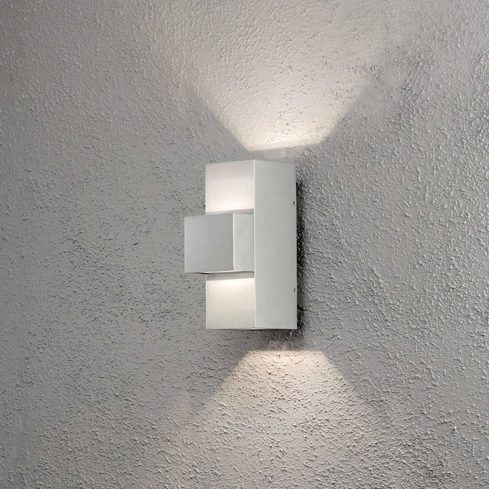 Konstmide Imola LED outdoor wall light, 3-bulb, aluminium, glass, 3 W, energy efficiency: A+, W: 10 cm, H: 26 cm