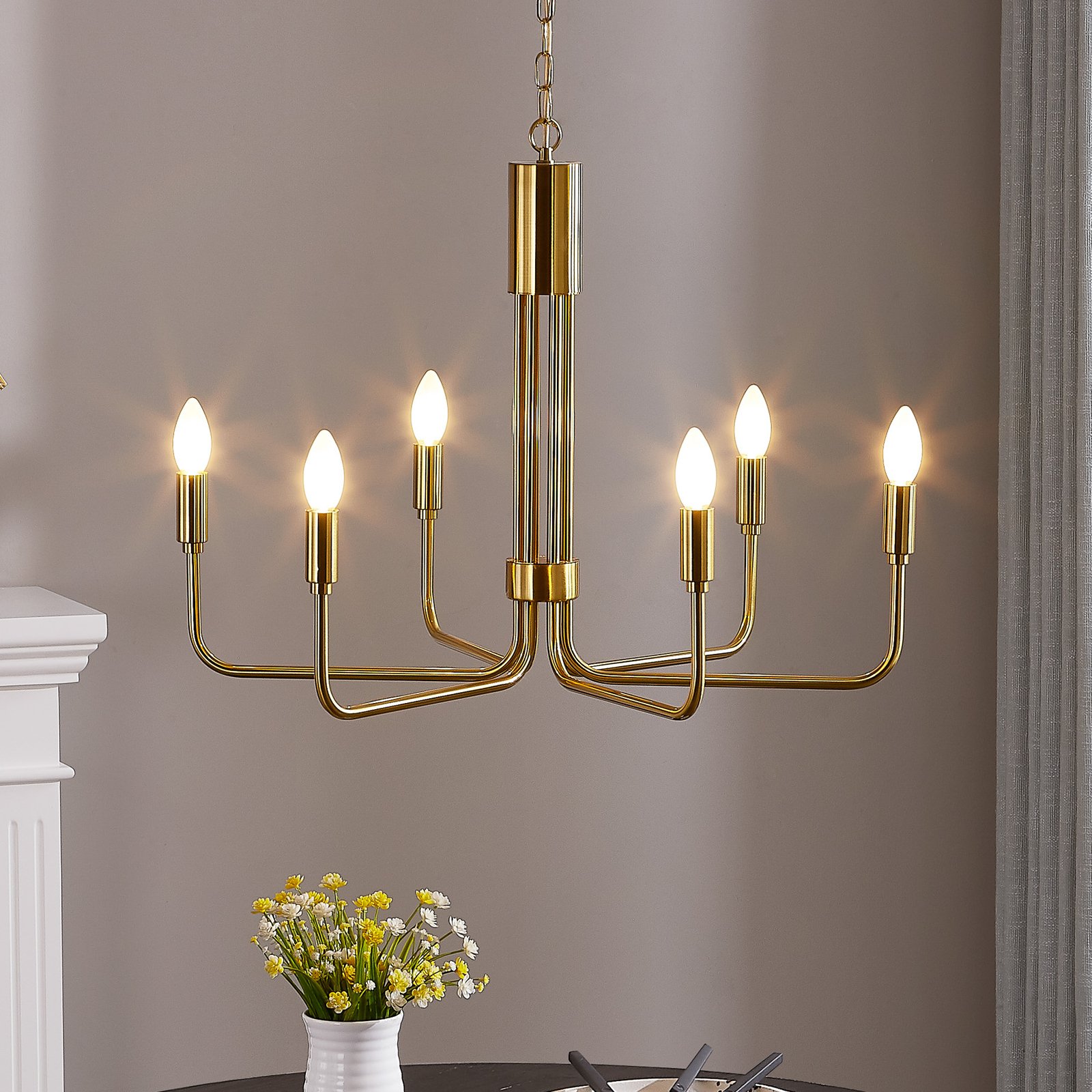 Elanova 6 Chandelier Brass - Lindby