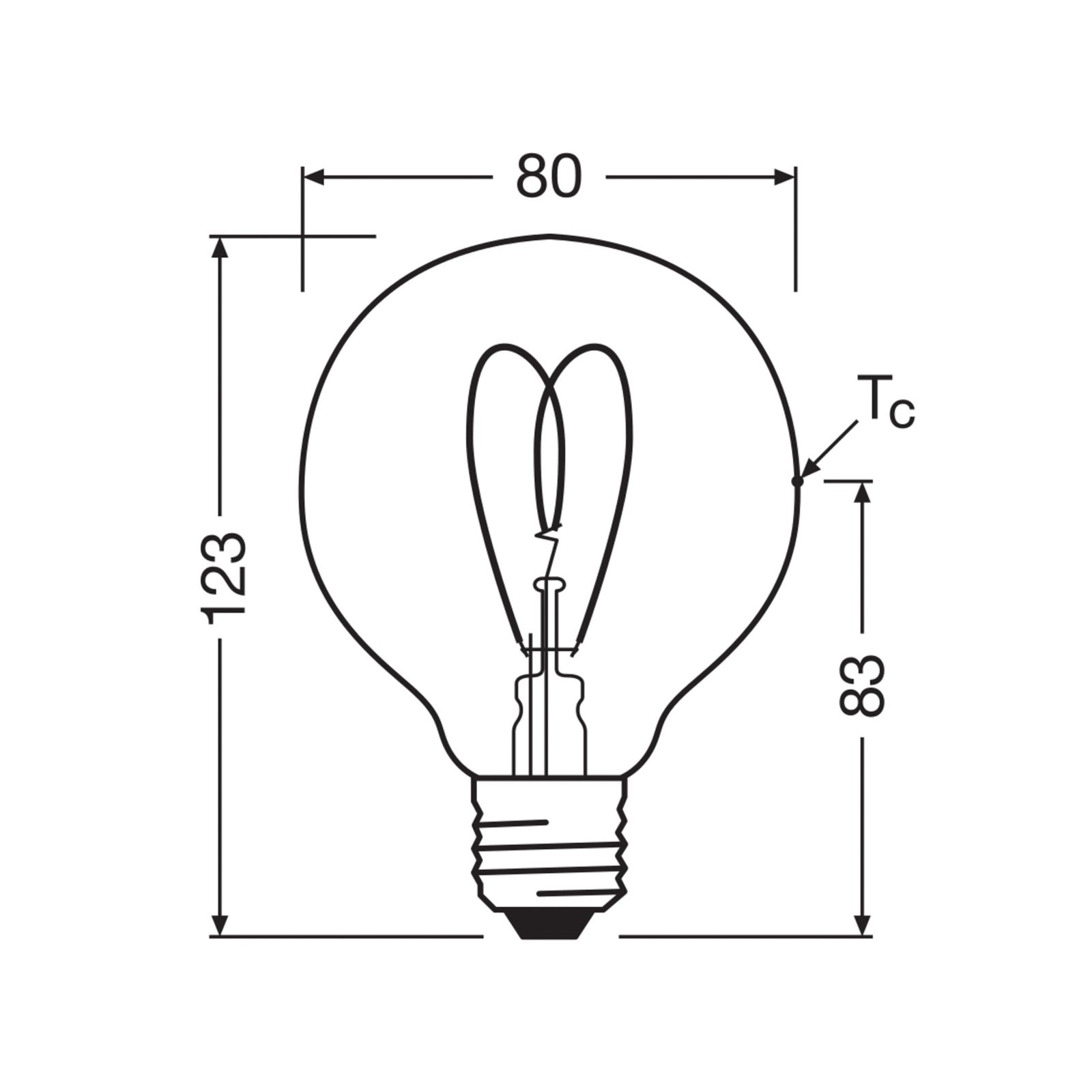 OSRAM LED Vintage G80 E27 4,9W 922 Heart Filament gold dimabil