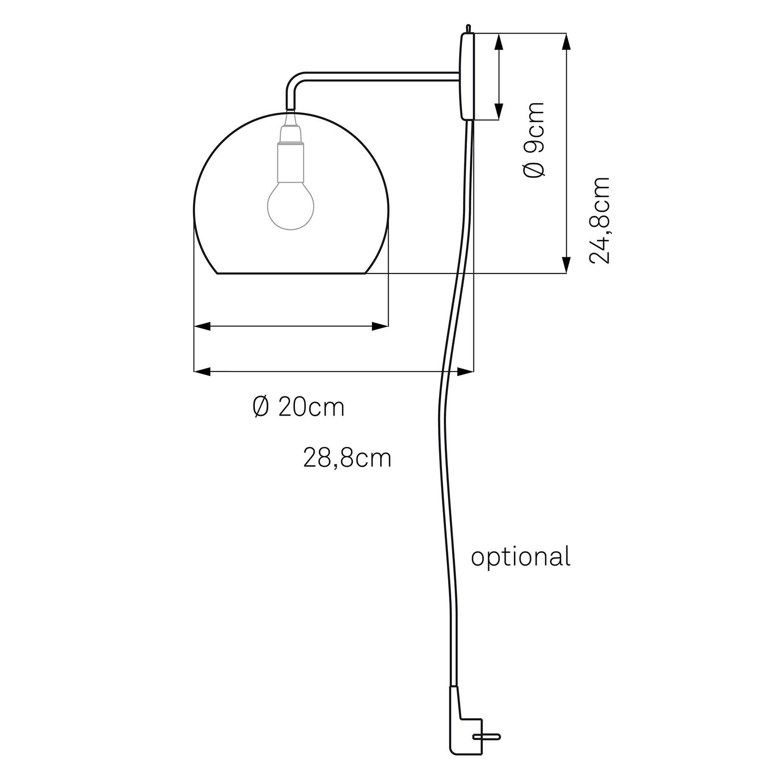 Nyta Tilt Globe Wall Wandleuchte, Wandmontage