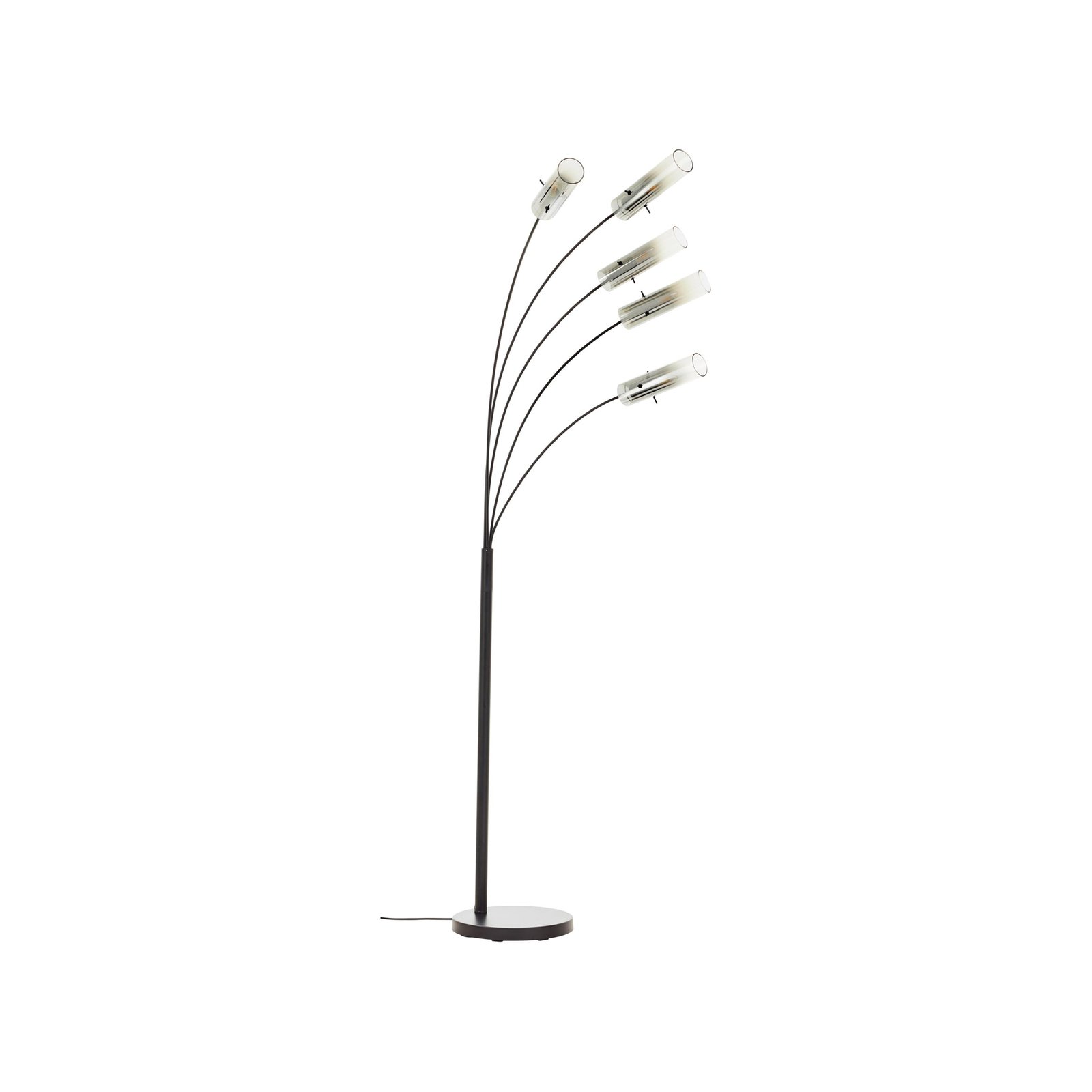 Lámpara de pie Glasini, altura 200 cm, gris humo, 5 luces, cristal