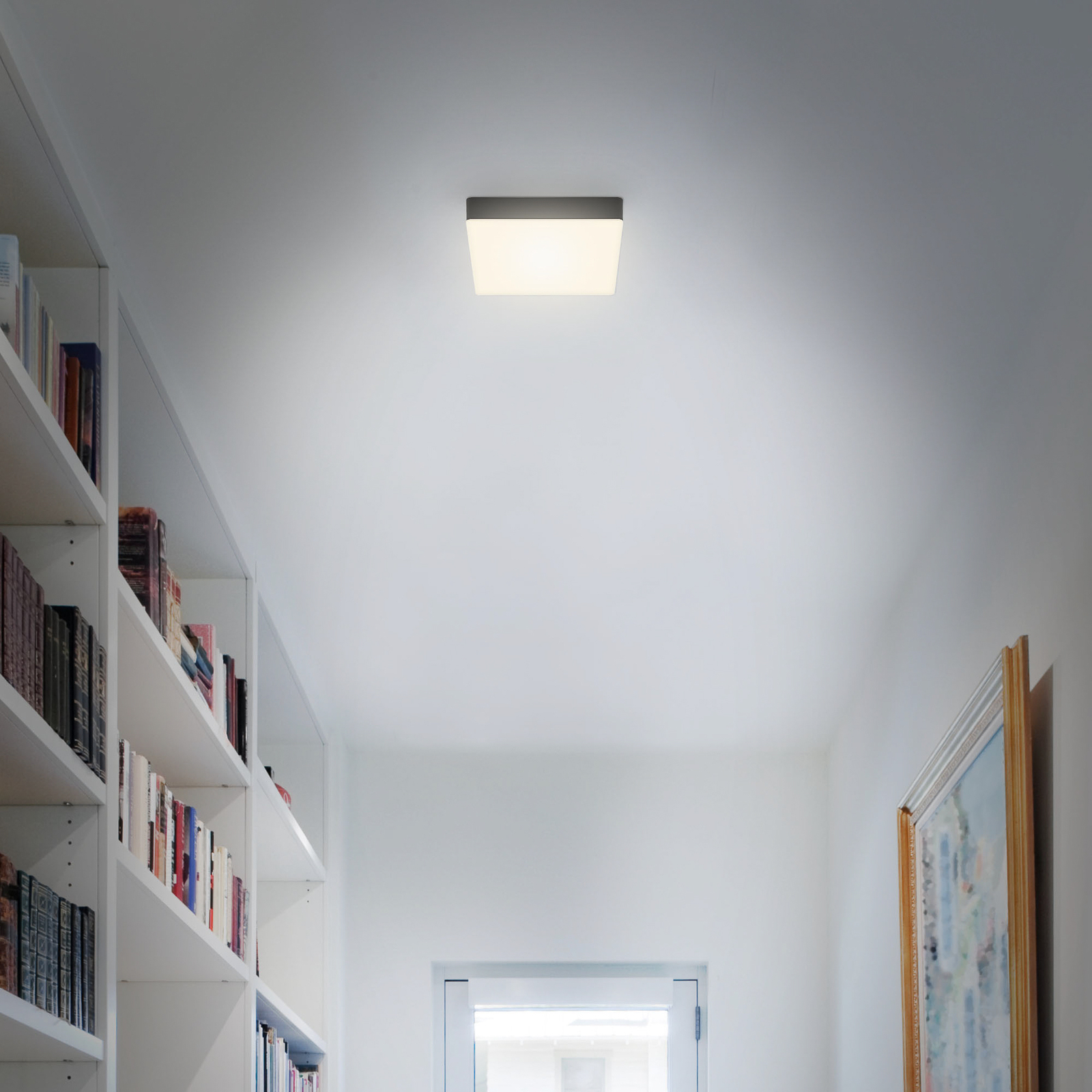 Flame LED ceiling light, 15.7 x 15.7 cm, black