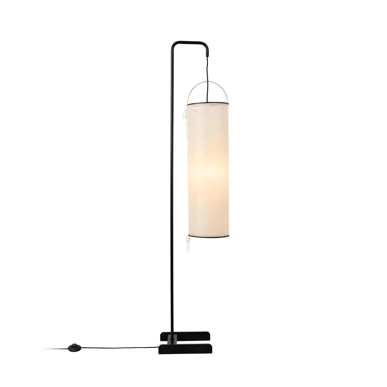 Vloerlamp Silk Lantern, wit/zwart, zijde, E27 - Gubi Vloerlamp Silk Lantern, wit/zwart, zijde, E27 - Gubi