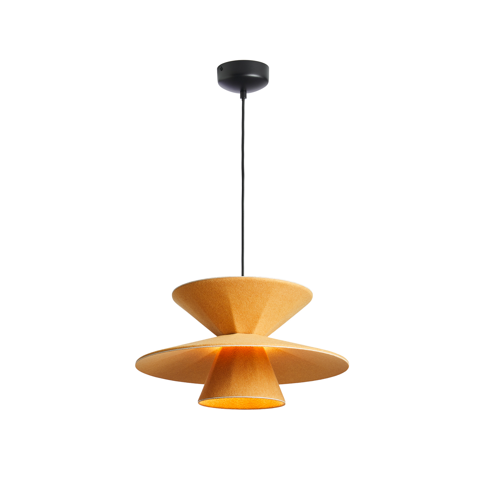 LOOM DESIGN Morphic LED pendant light, yellow, felt, Ø 50 cm