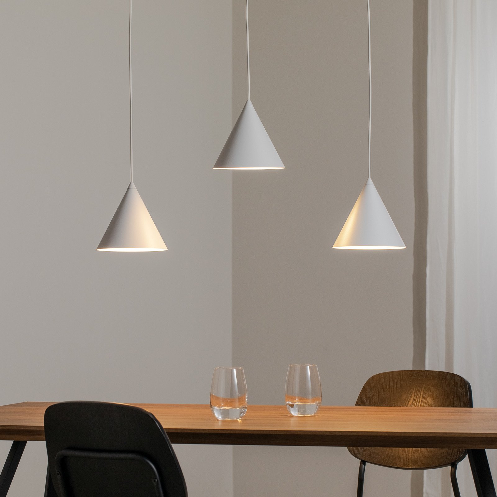 TK Lighting Suspensie Cono cu trei lumini liniară lungime 75 cm alb - Camera de zi / sufragerie - modern - alb mat - Metal