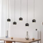 JUST LIGHT. Ballini LED hanging light, black, 5-bulb, Switchmo