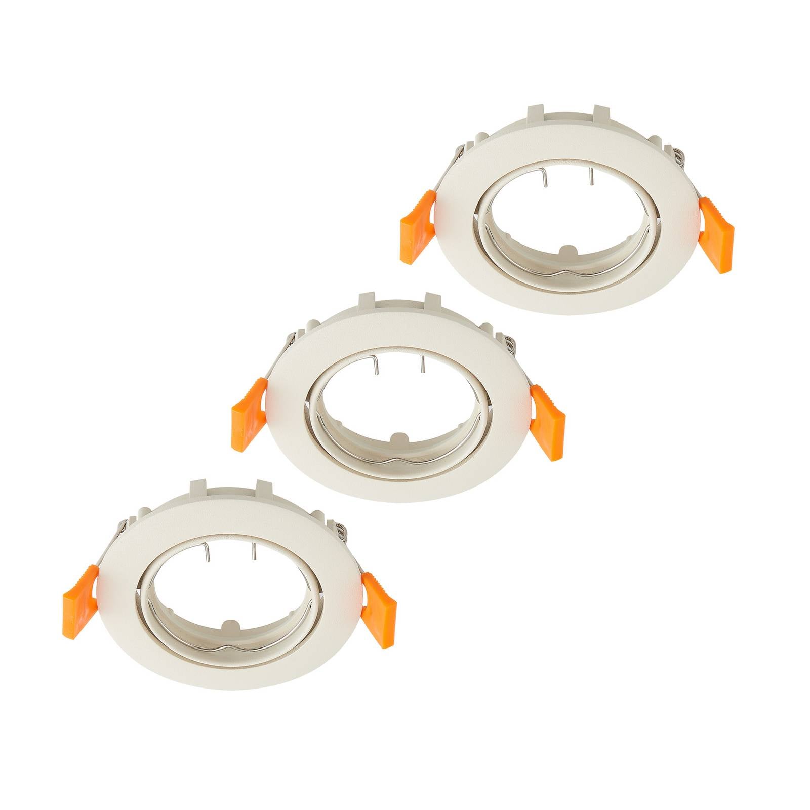 Prios Deckeneinbauleuchte Fibur, beige, Zink, Ø 8,2 cm, 3er