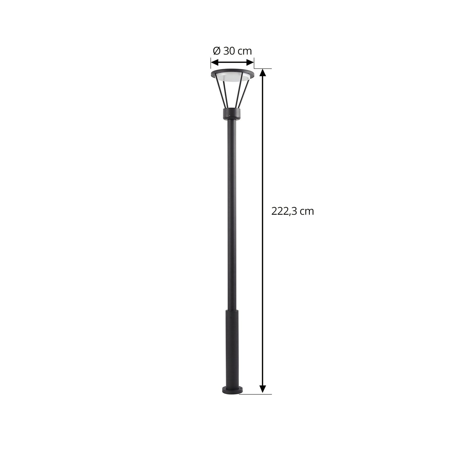 Lucande LED venkovní světlo Elario, 222 cm, černá, hliník