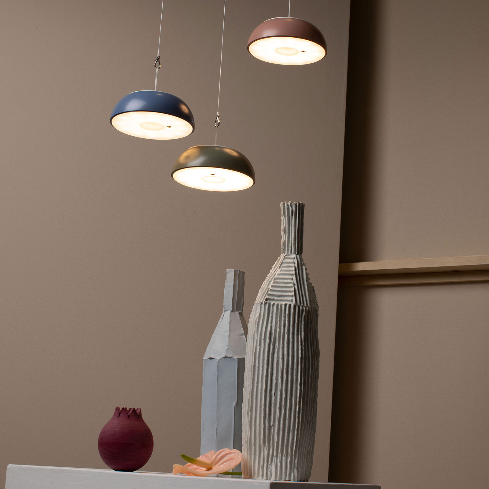 Axolight Float LED pendant light, mauve