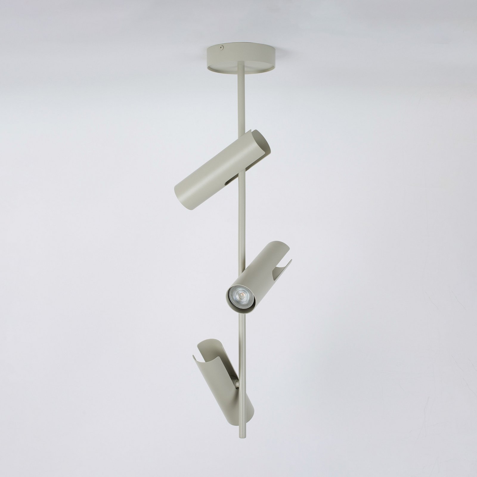 Leda 3 downlight, taupe, 3-bulb, steel, GU10, height 76 cm