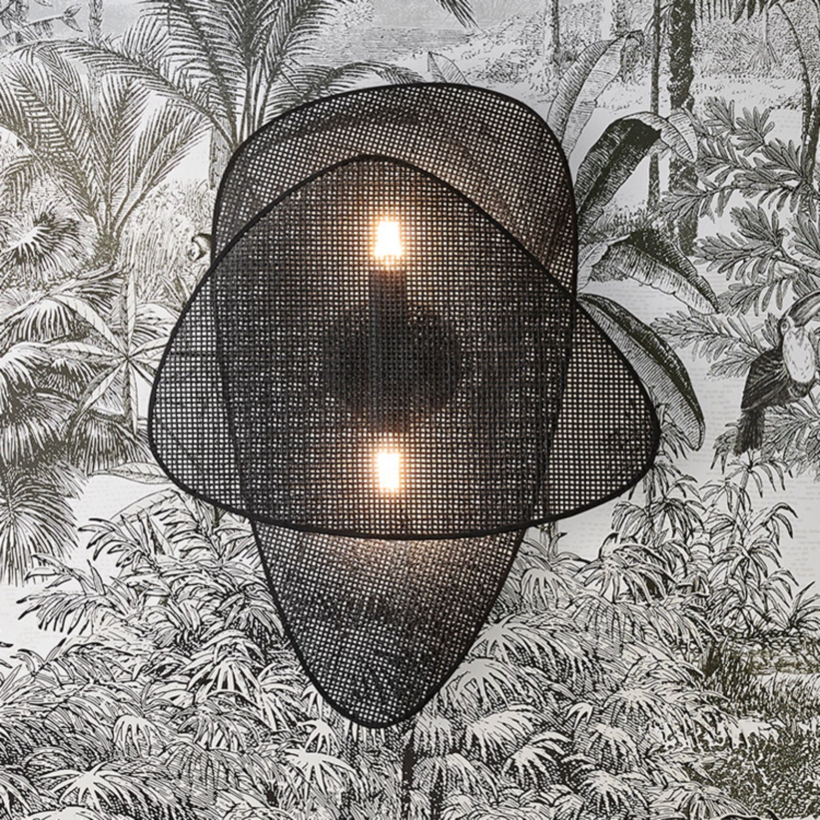 Wandlampe Screen, 77 cm hoch, schwarz, Rattan - MARKET SET Wandlampe Screen, 77 cm hoch, schwarz, Rattan - MARKET SET