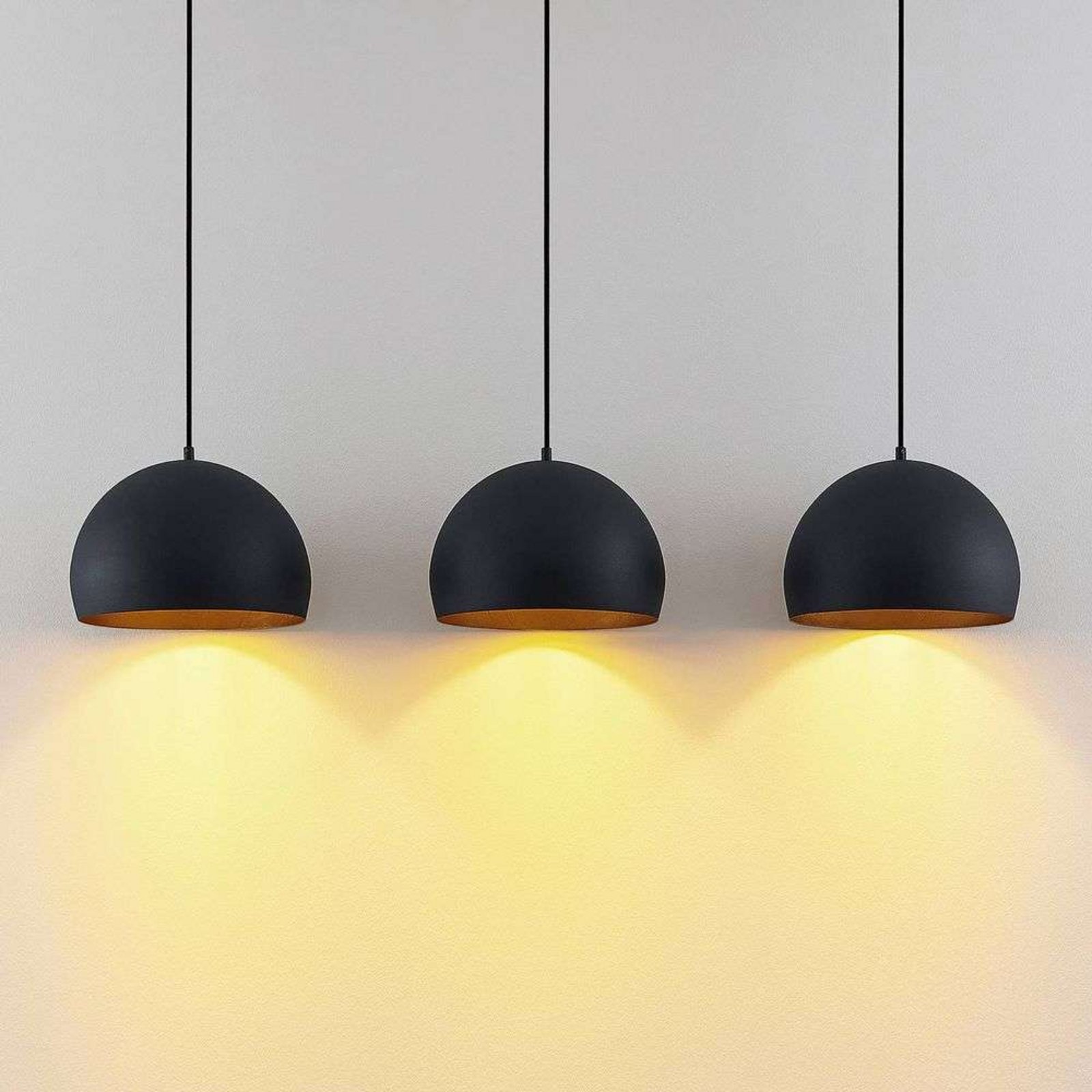 Tarjei Pendant L120 Black/Gold - Lindby