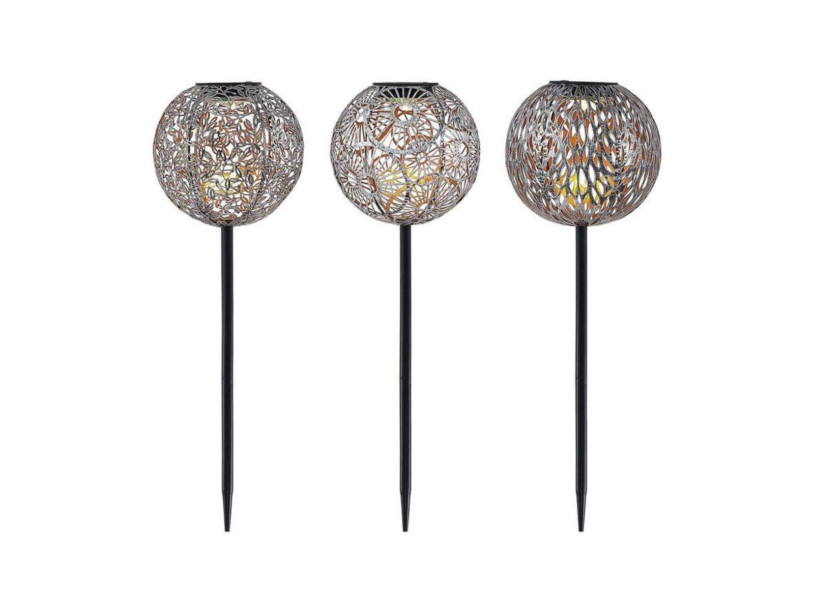 Vilani LED Lámpara Solar Lámpara Jardín 3 pcs. Silver - Lindby