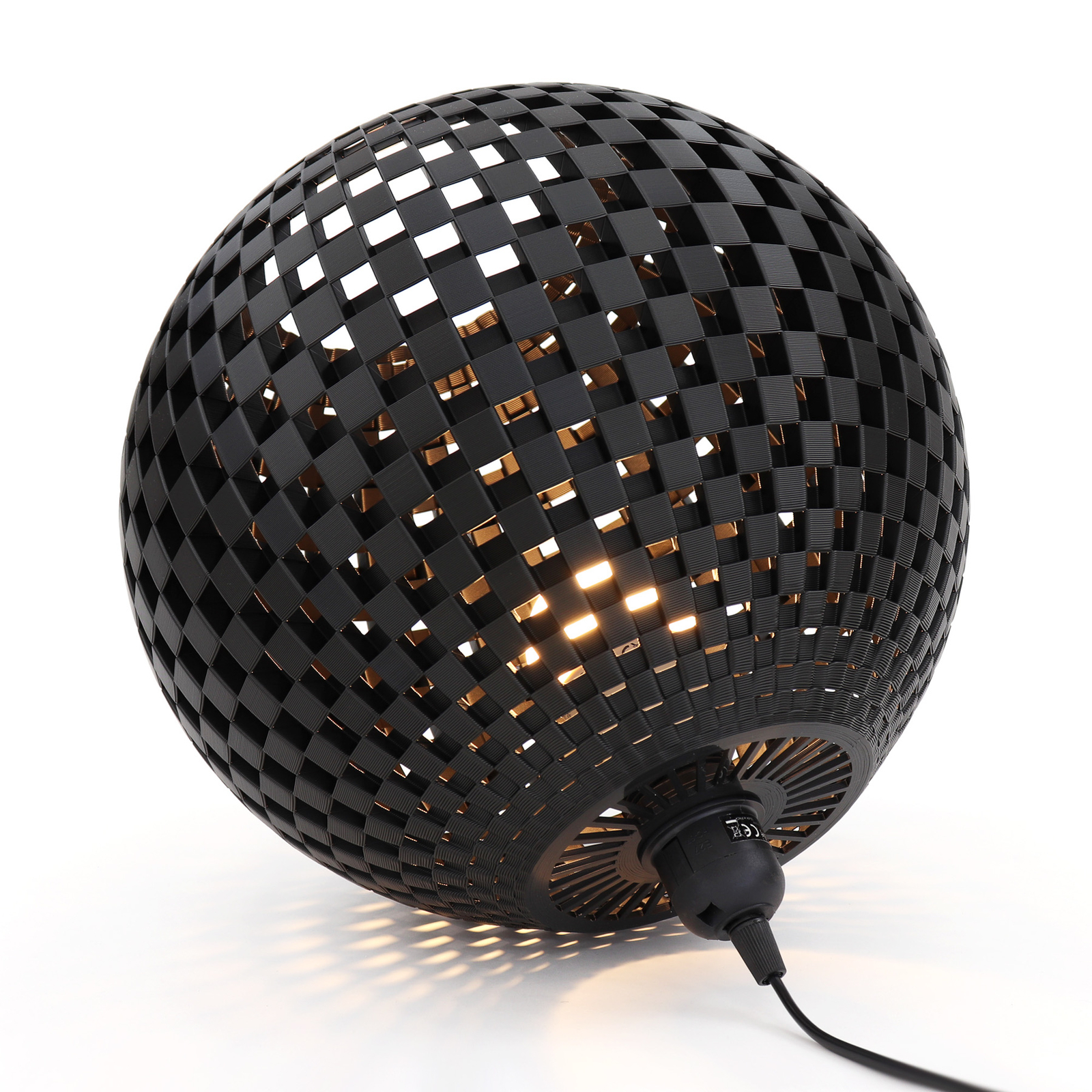 Flechtwerk table lamp, lying sphere, graphite