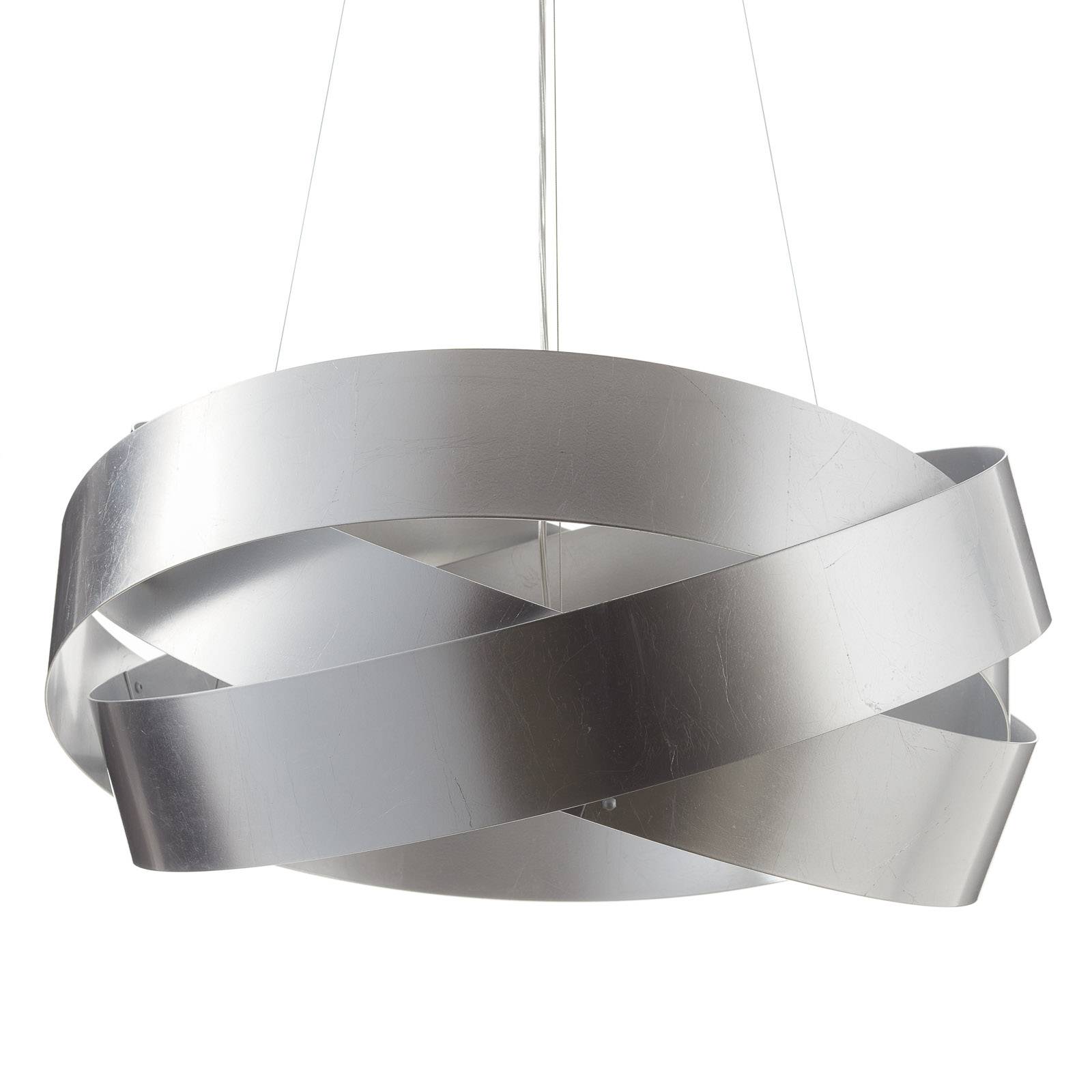 Lampa wisząca Pura ze srebrnym liściem, 60cm, 3x E27