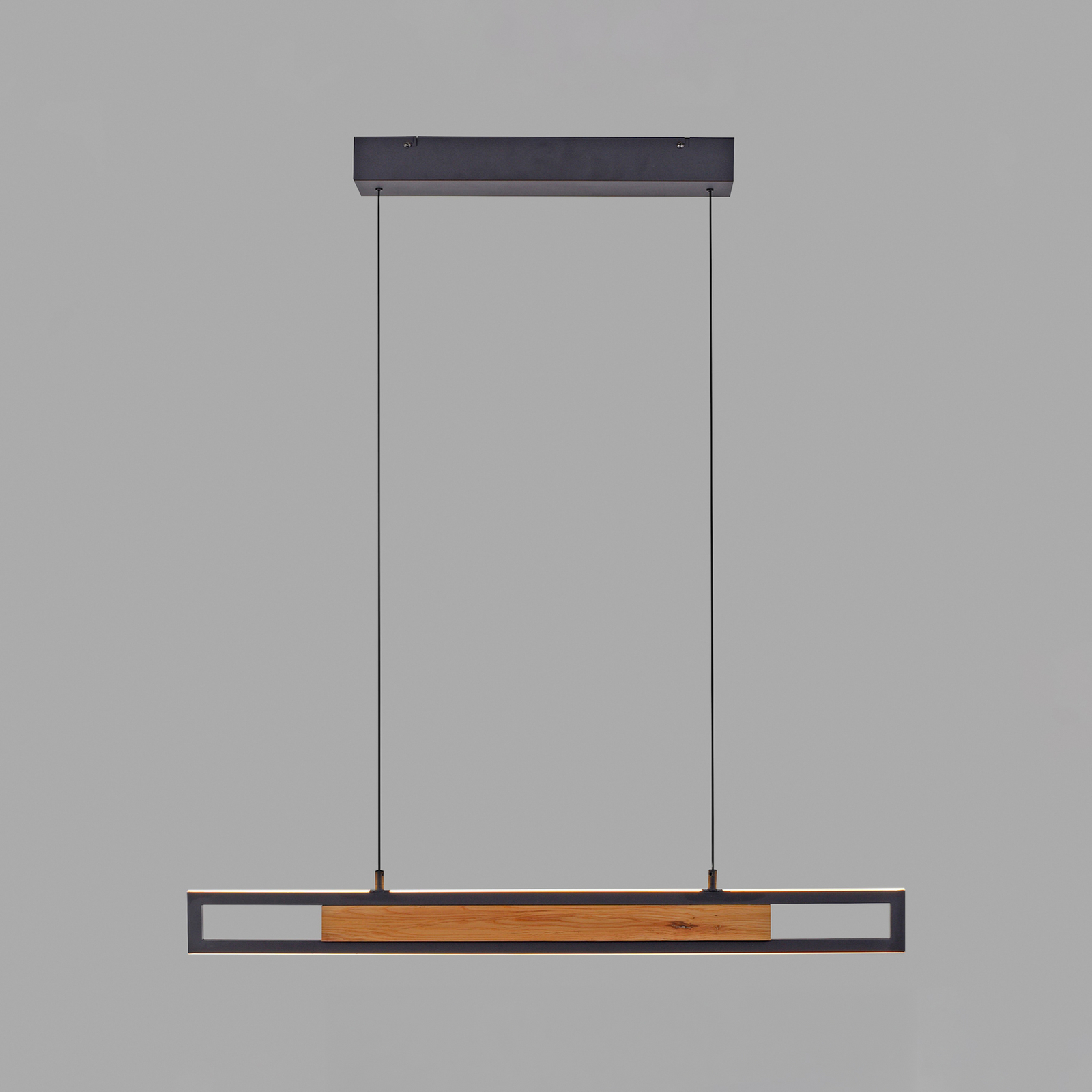 Sveja LED függő lámpa, hossza 80 cm, fekete/fa színű, CCT