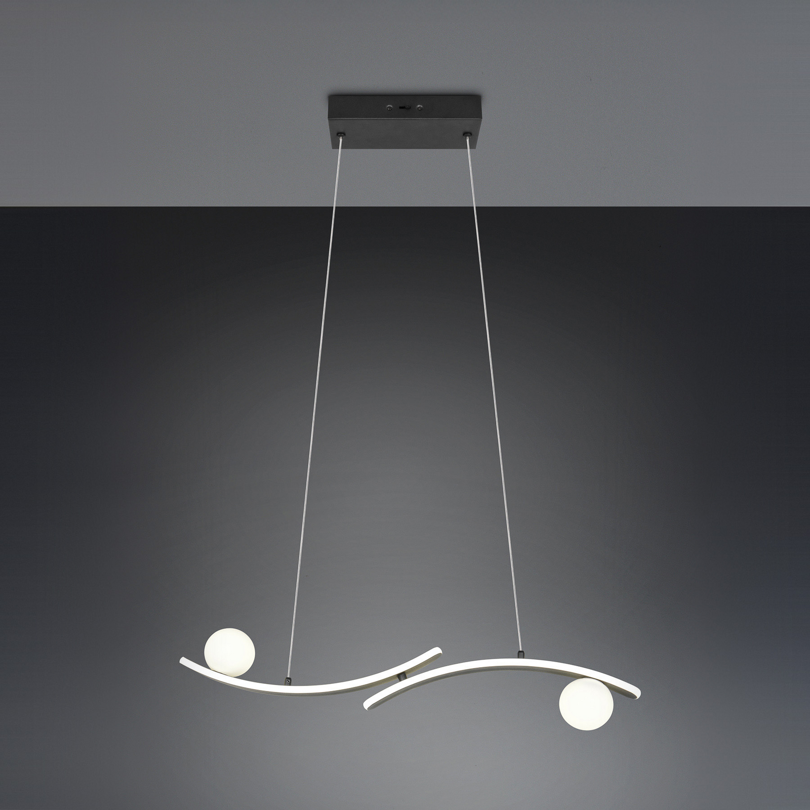 Lampă suspendată LED Napoli, negru mat, lungime 82 cm, metal