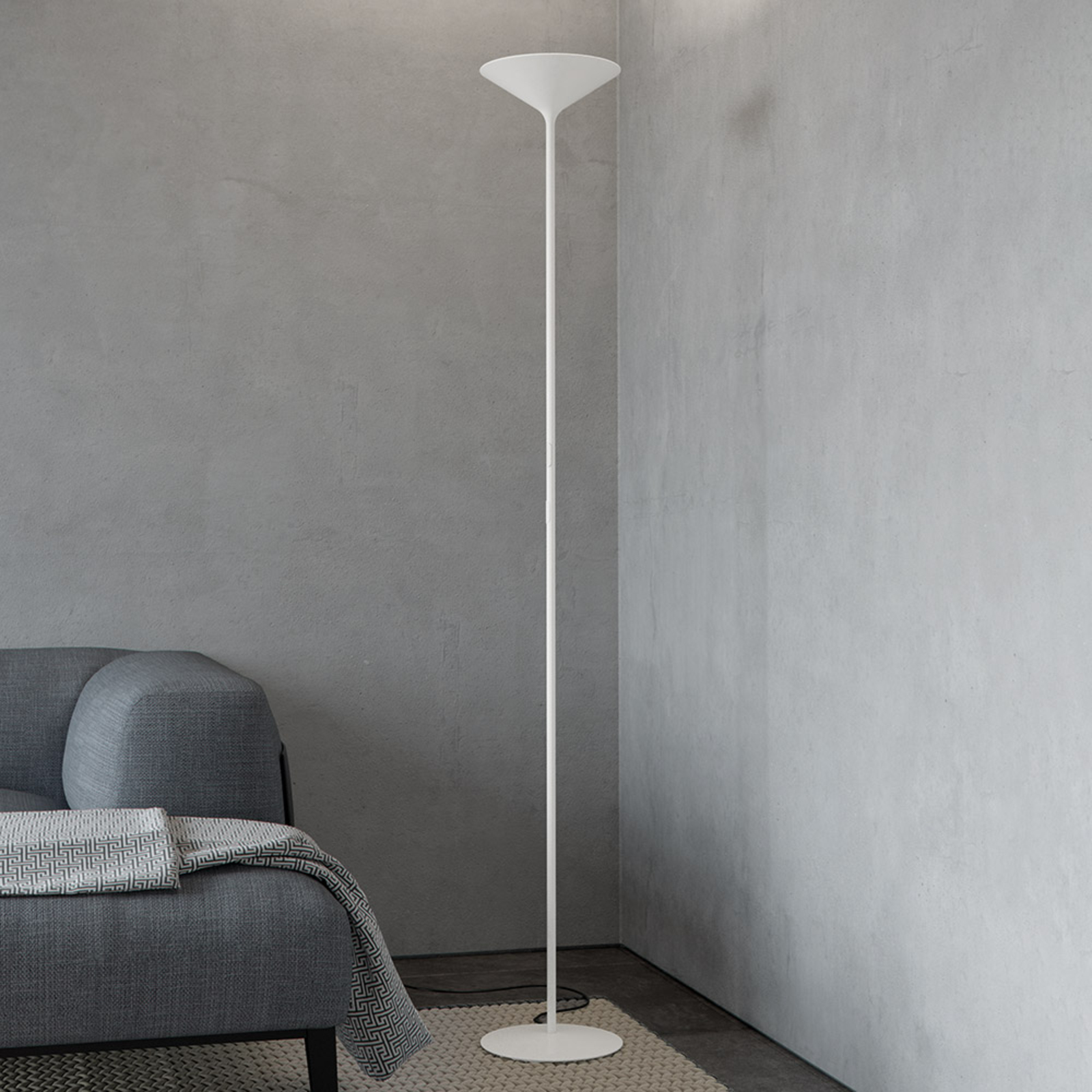 Rotaliana Dry LED floor lamp, matt white, for Living / Dining Room, aluminium, 45 W, energy efficiency: A, H: 180 cm