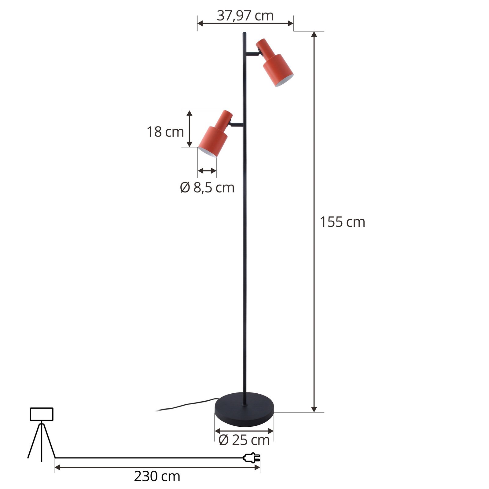 Ovelia Floor Lamp Orange/Black - Lindby