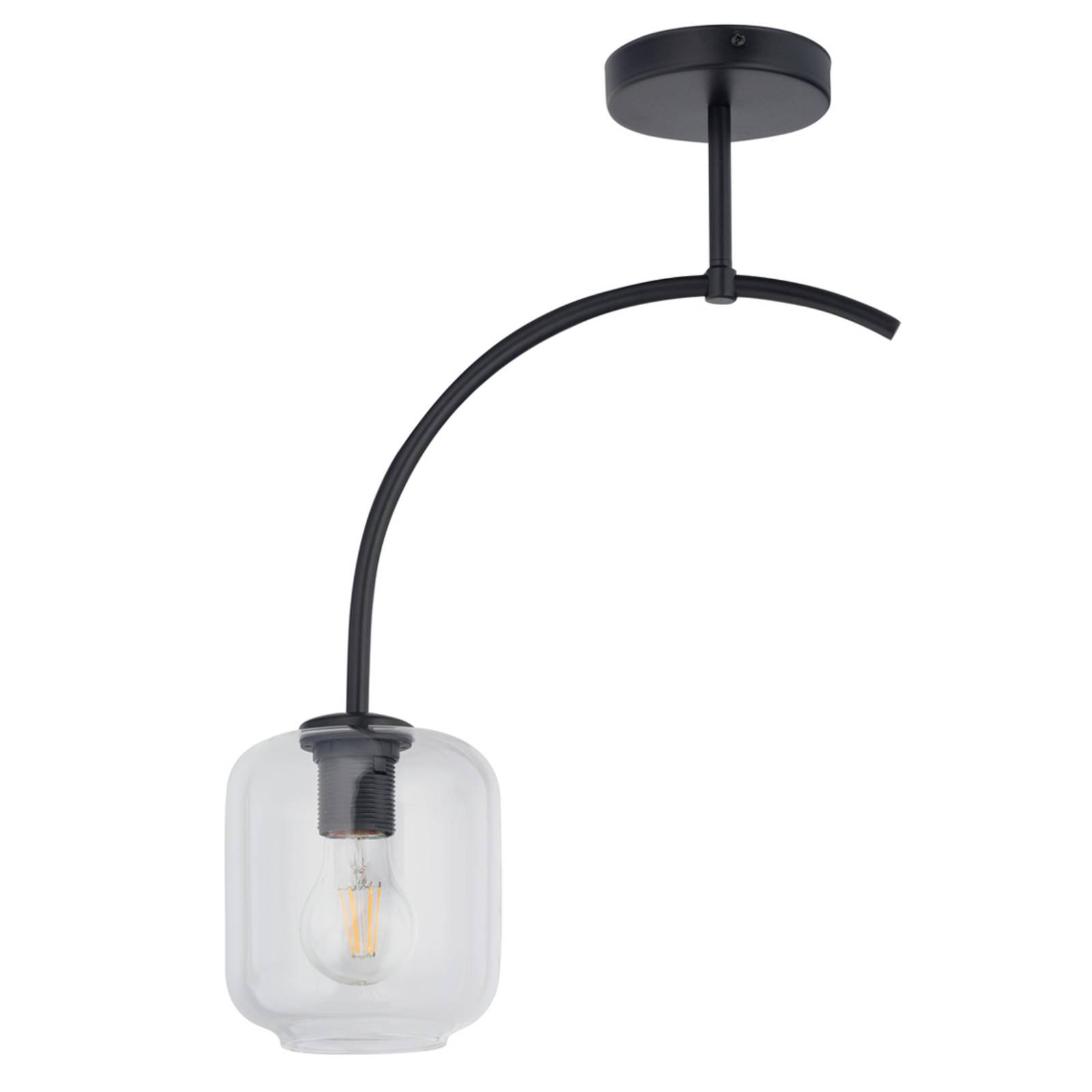 Plafondlamp Kanja, 1-lamp, zwart/helder