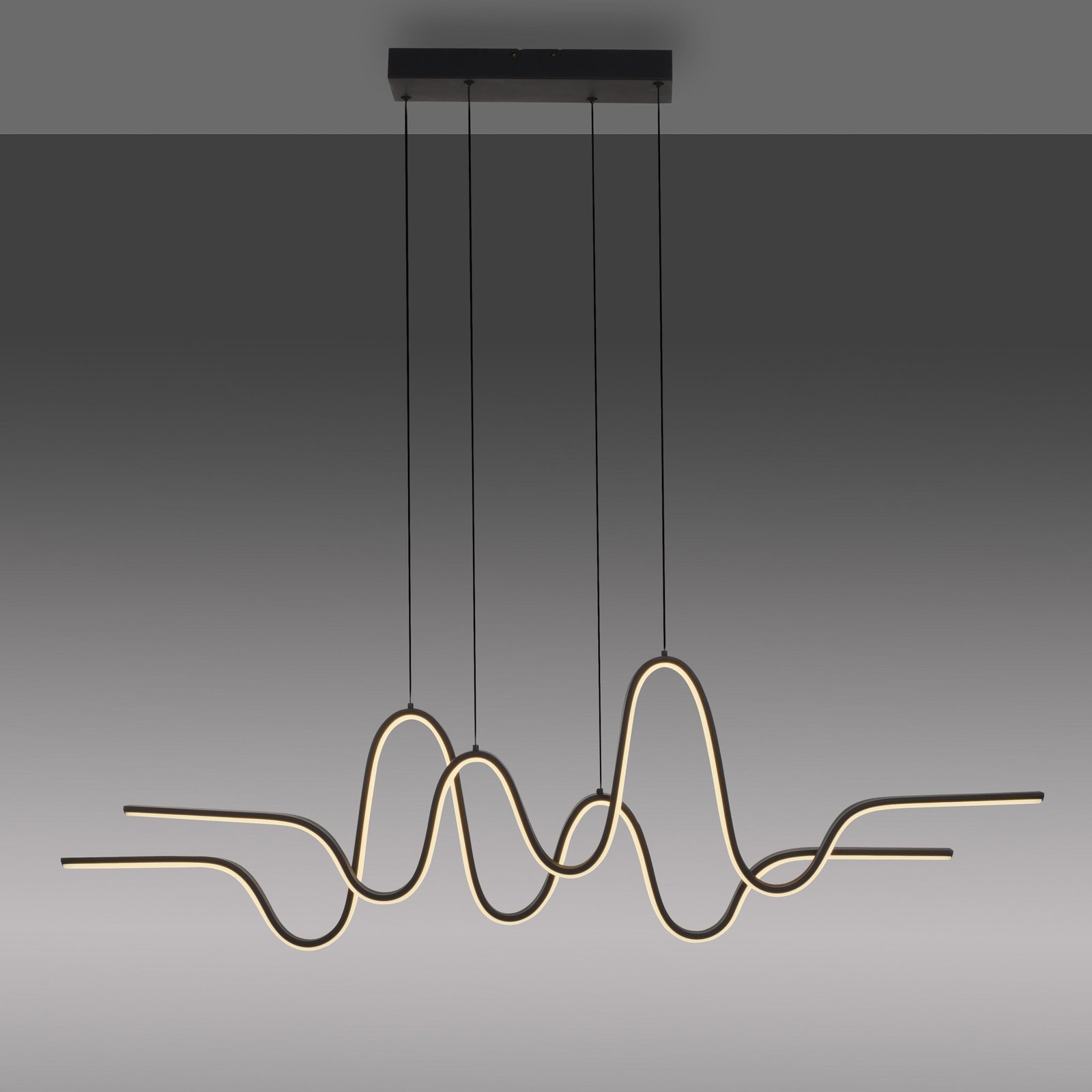 Paul Neuhaus Candeeiro suspenso LED Altitude, preto, comprimento 125 cm