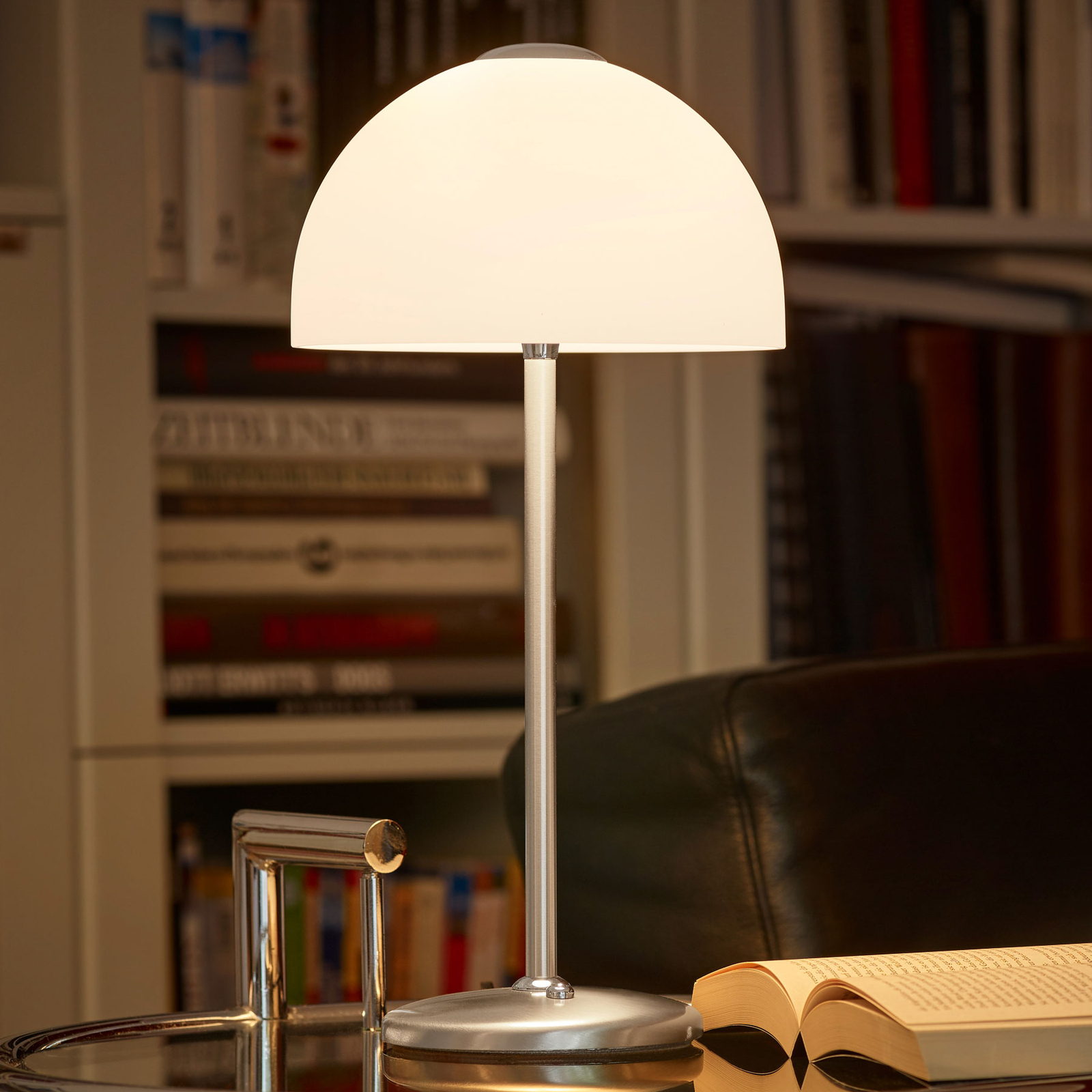 BANKAMP Meisterwerke lampa stołowa nikiel, 33cm