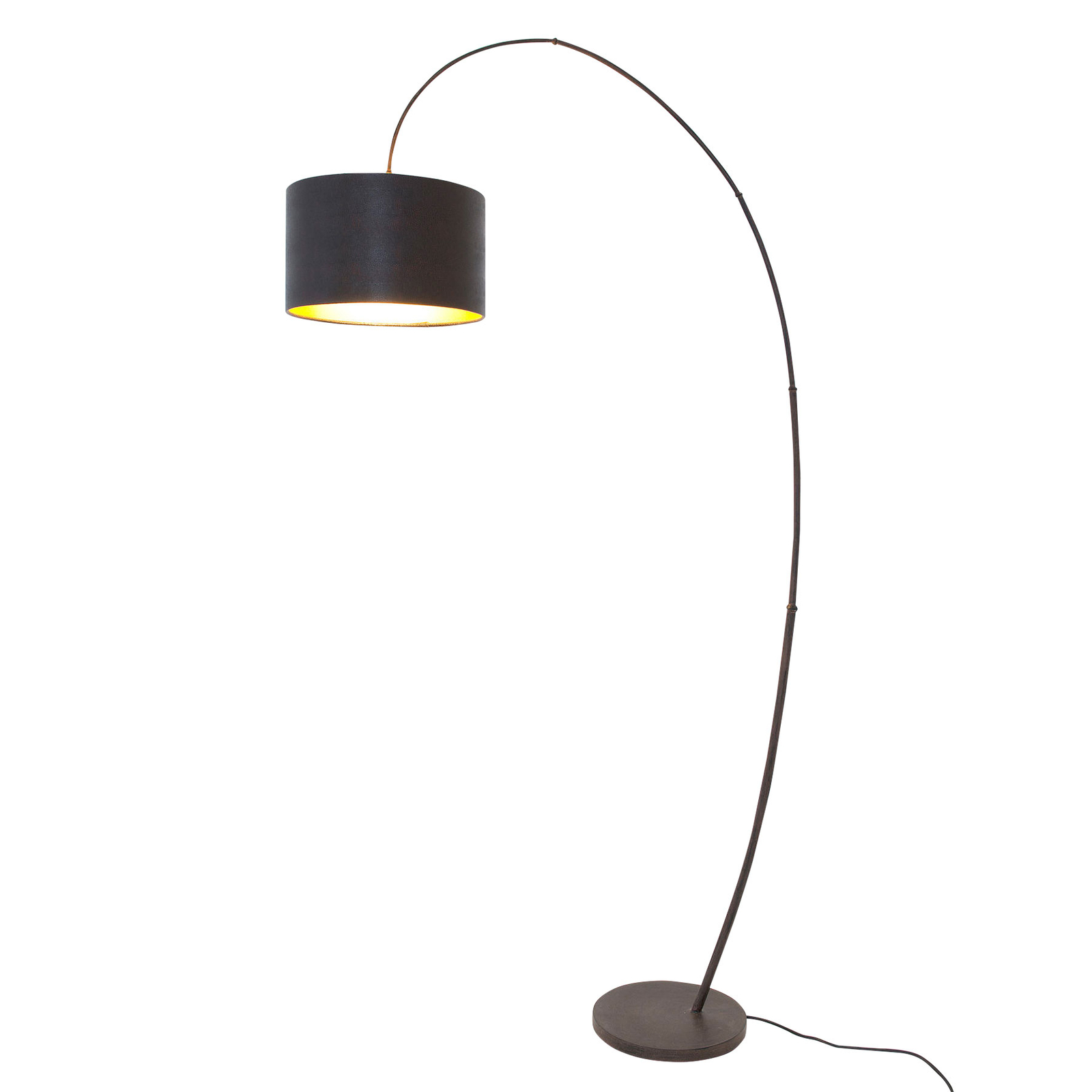 Oblouková stojací lampa Bambus Arco, hnědá, zlatá