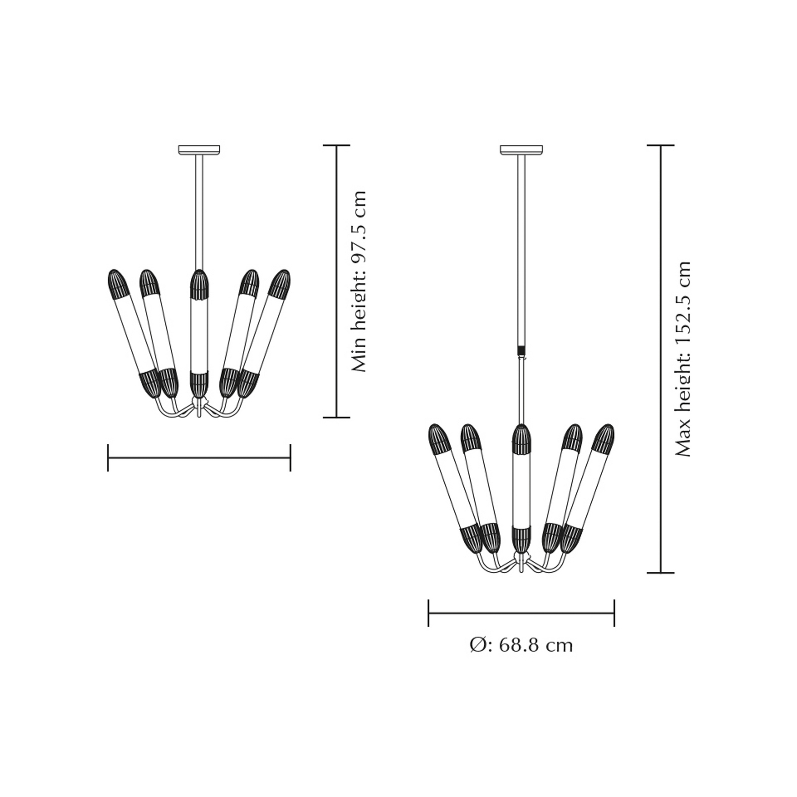 UMAGE hanglamp Lemon Squeeze lang, staal, Ø 85,6 cm