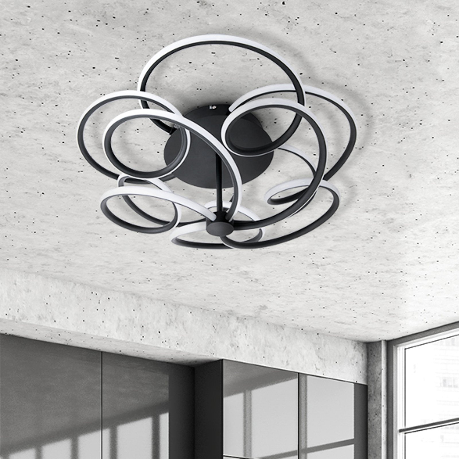 Rizado LED ceiling light, step-dimmable