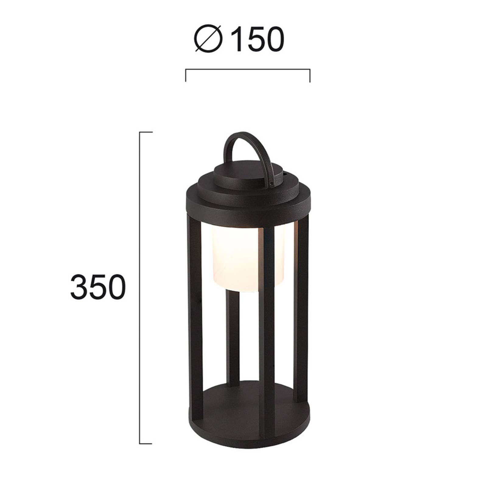Lampe extérieur batterie LED Kalimnos noire 35 cm