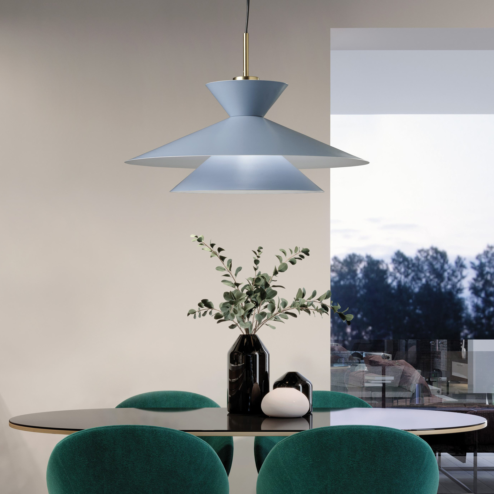 Kim pendant light, sky blue, Ø 60 cm, metal